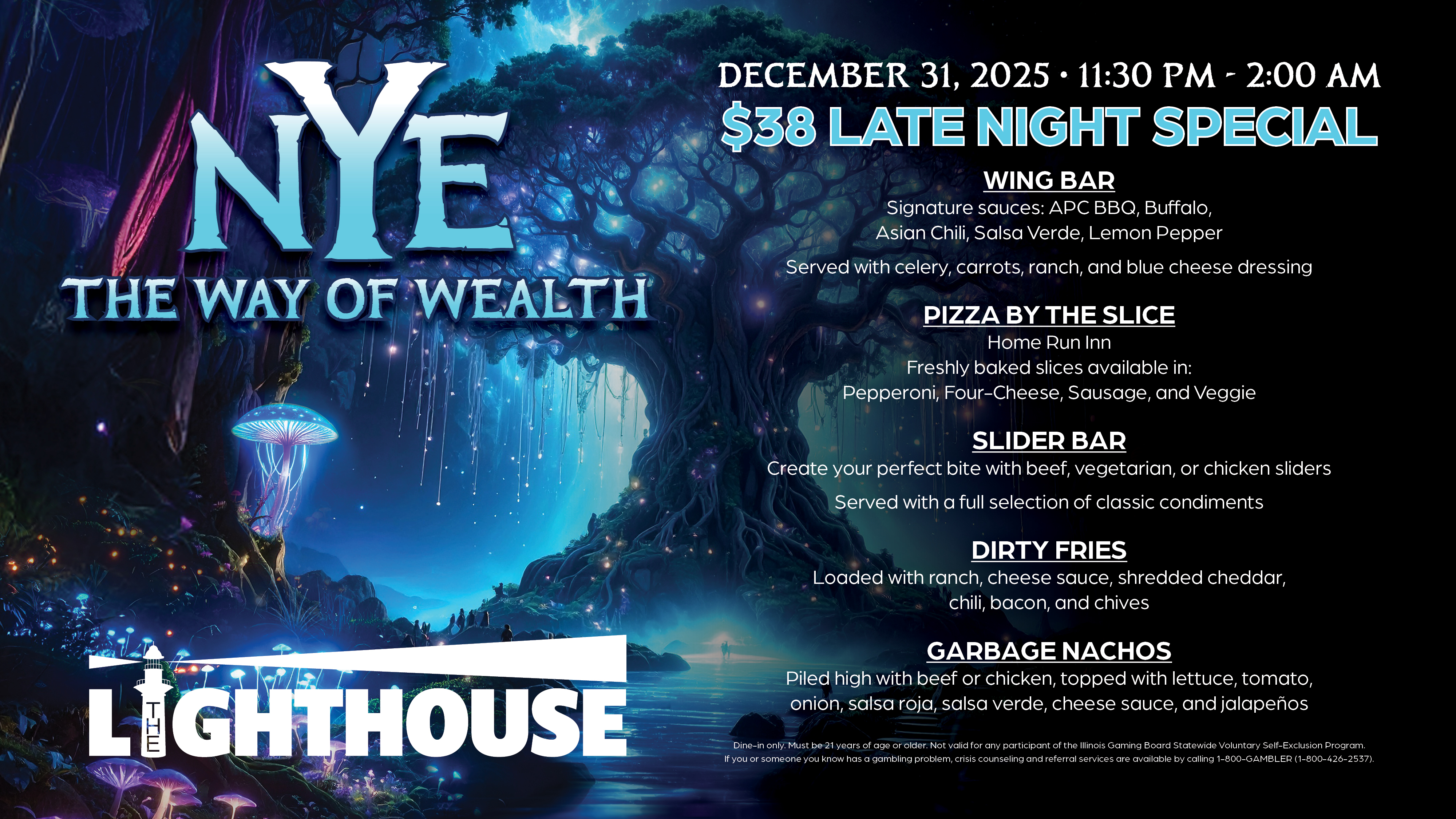 NYE Late Night Buffet at The Lighthouse at American Place Casino